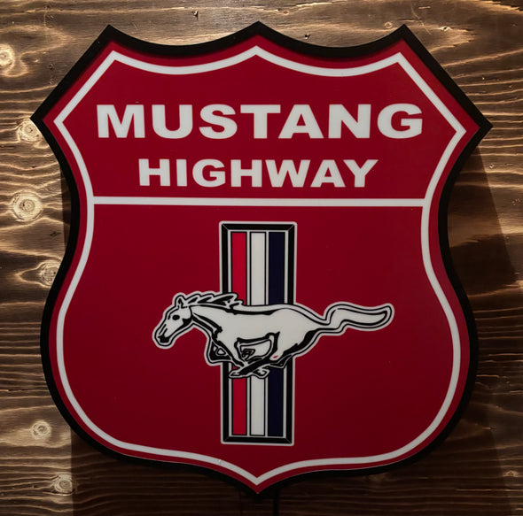 Mustang Highway 18" Backlit LED Shield Sign Design #D7080