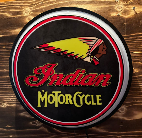 Indian Motorcycle 18" Backlit LED Button Sign Design#W7060