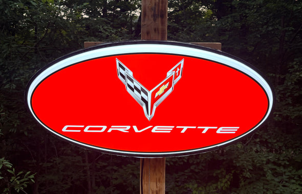 Corvette 32" Backlit LED Oval Sign Design #V7210