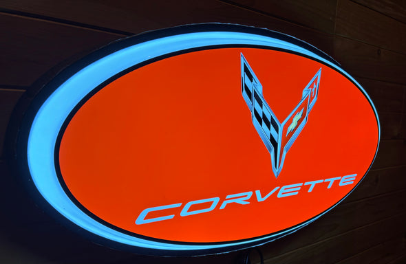 Corvette 32" Backlit LED Oval Sign Design #V7210