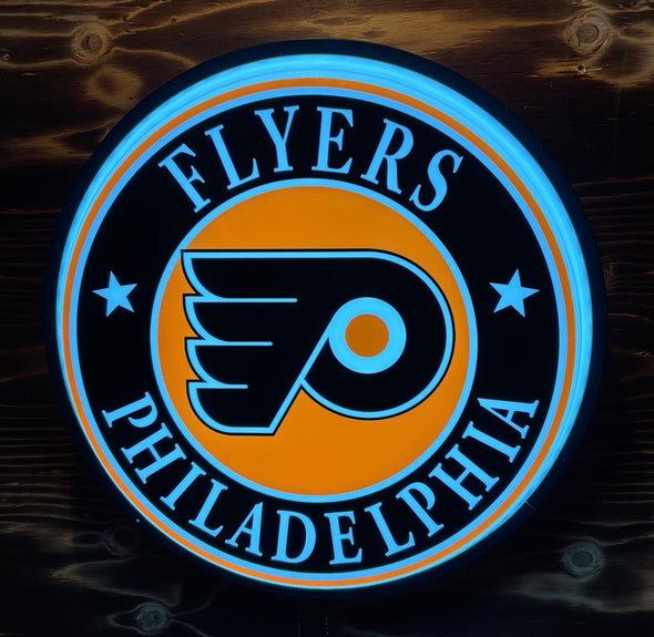 Philadelphia Flyers 18" Backlit LED Button Sign Design