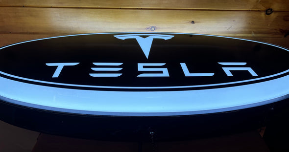 Tesla 32" Backlit LED Oval Sign Design #V7211