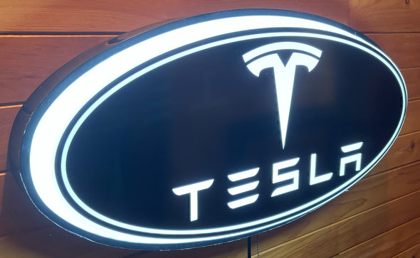Tesla 32" Backlit LED Oval Sign Design #V7211