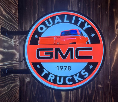 GMC Trucks 20” Two Sided Fixed Flange Sign Design #9149