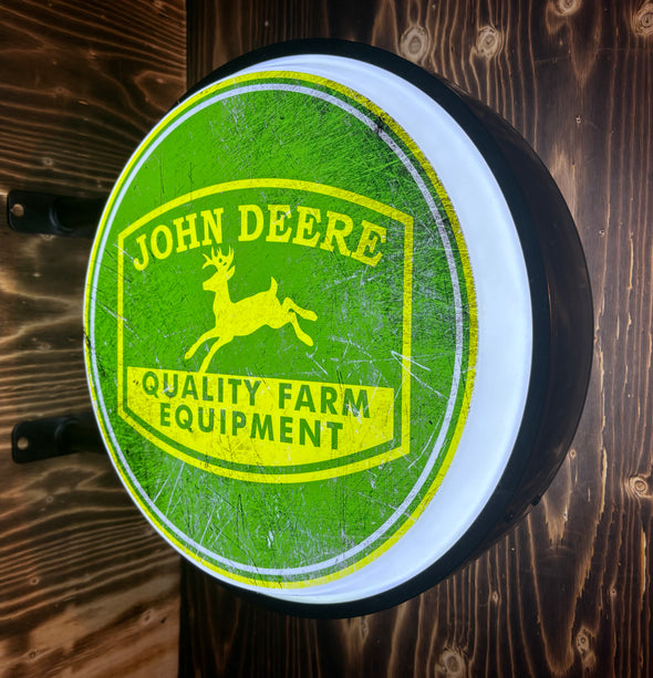 John Deere 20" Two Sided LED Fixed Flange Sign Design #F5003