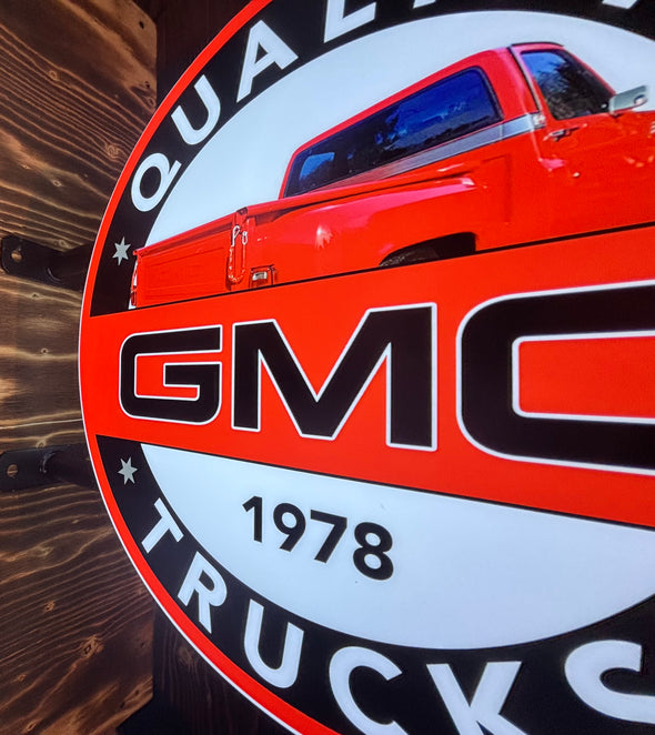 GMC Trucks 20” Two Sided Fixed Flange Sign Design #9149