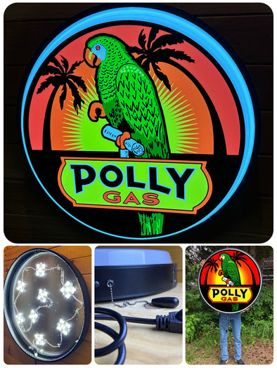 Polly Gas 30" Backlit LED Button Sign Design #BB7084