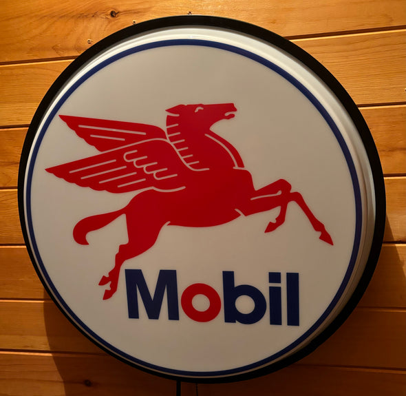 Mobil Gas 18” Backlit LED Button Sign Design #W7092