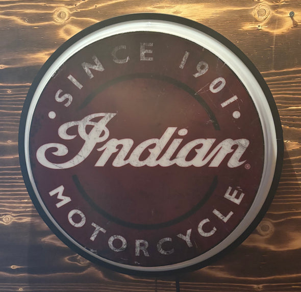 Indian Motorcycle 18" Backlit LED Button Sign Design#W6023