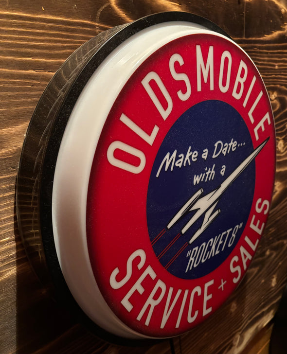 Oldsmobile Rocket 18" Backlit LED Button Sign Design #W7122