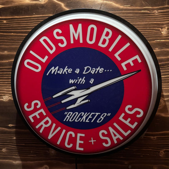 Oldsmobile Rocket 18" Backlit LED Button Sign Design #W7122