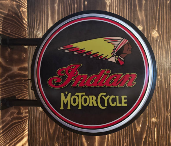 Indian Motorcycle 20" Two Sided LED Fixed Flange Sign Design #F7060