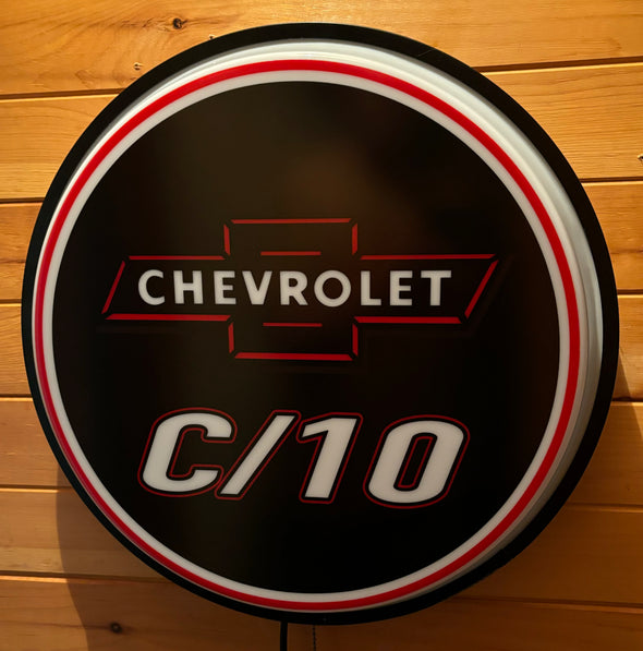 Chevy C/10 18" Backlit LED Button Sign Design #W7114
