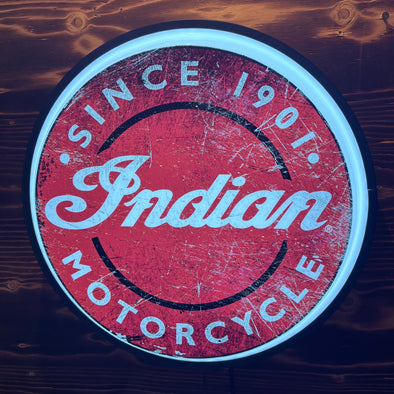 Indian Motorcycle 18" Backlit LED Button Sign Design#W6023