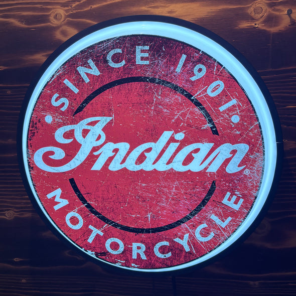 Indian Motorcycle 18" Backlit LED Button Sign Design#W6023