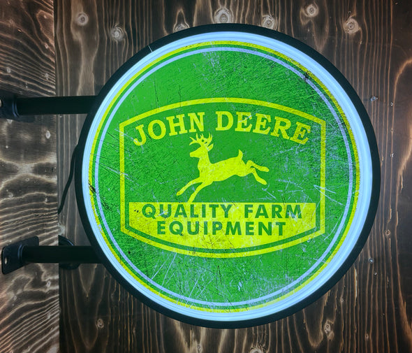 John Deere 20" Two Sided LED Fixed Flange Sign Design #F5003