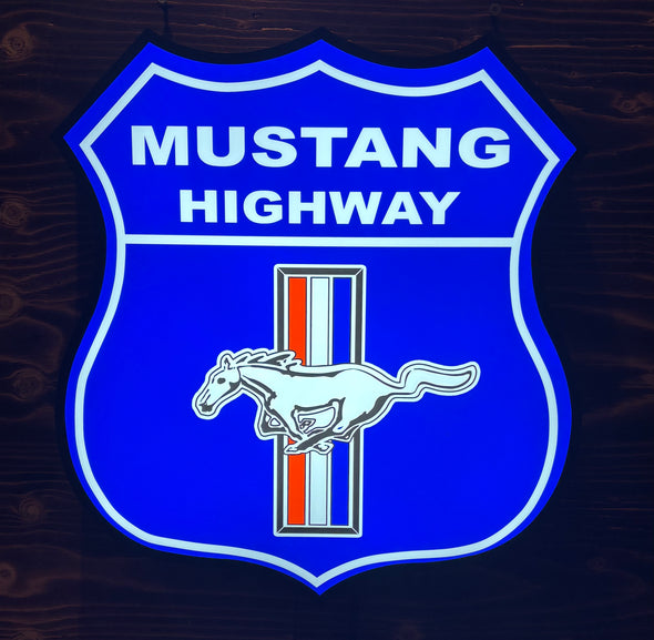 Mustang Highway 18" Backlit LED Shield Sign Design #D7080