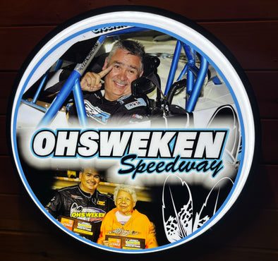 Ohsweken Speedway Custom Designed 18" Backlit Button Sign