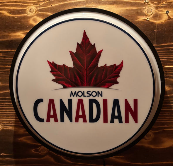 Molson Canadian 18” Backlit LED Button Sign Design #W7224