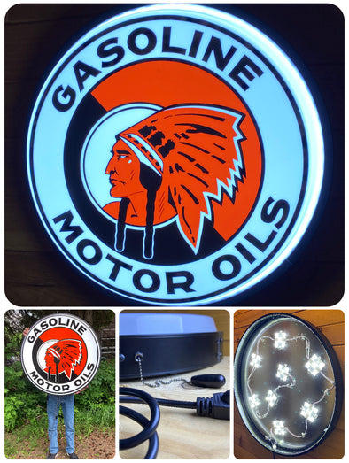 Red Indian Gasoline 30" Backlit LED Button Design #BB5079
