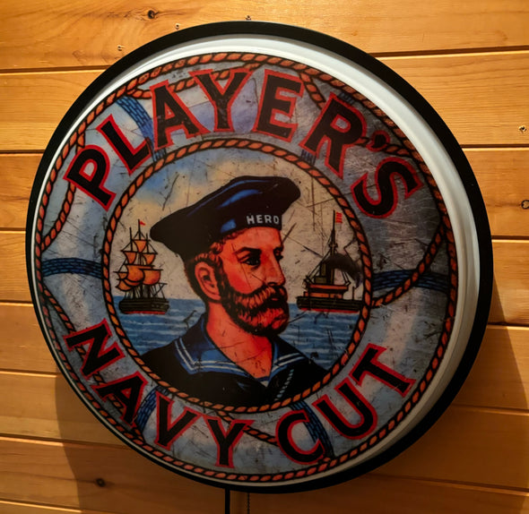 Players Tobacco 18" Backlit LED Button Sign Design #W6013