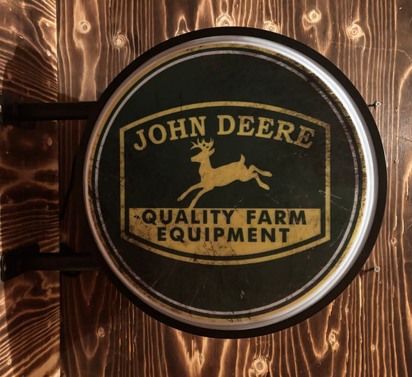 John Deere 20" Two Sided LED Fixed Flange Sign Design #F5003