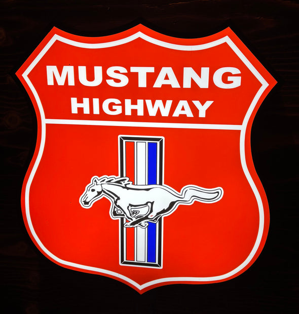 Mustang Highway 18" Backlit LED Shield Sign Design #D7080