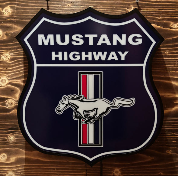 Mustang Highway 18" Backlit LED Shield Sign Design #D7080