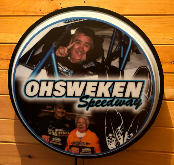 Ohsweken Speedway Custom Designed 18" Backlit Button Sign