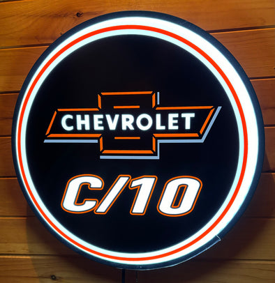 Chevy C/10 18" Backlit LED Button Sign Design #W7114