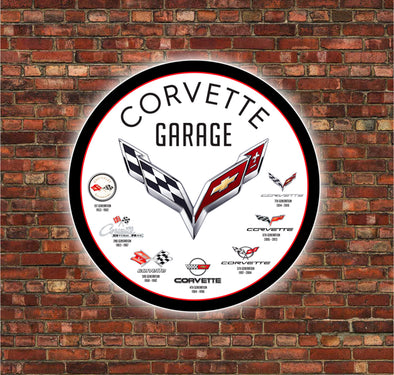 Corvette Garage 23" Slim Profile Backlit LED Lighted Sign Design #SP1005