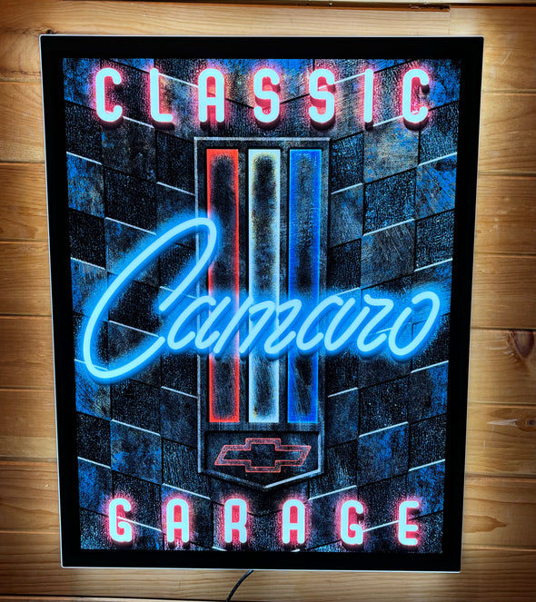 Camaro Garage Slim Profile LED Lighted Sign Design #SP1002