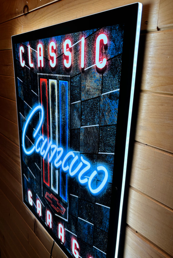 Camaro Garage Slim Profile LED Lighted Sign Design #SP1002