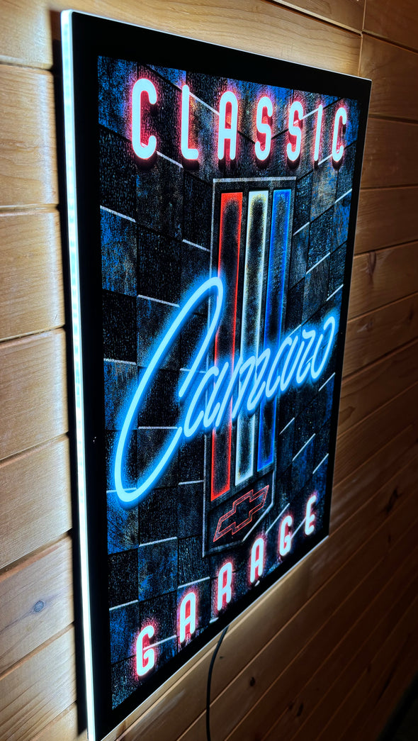 Camaro Garage Slim Profile LED Lighted Sign Design #SP1002