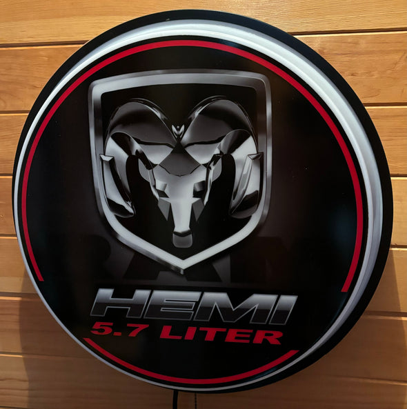Dodge Ram Hemi 18" Backlit LED Button Sign Design #W7183