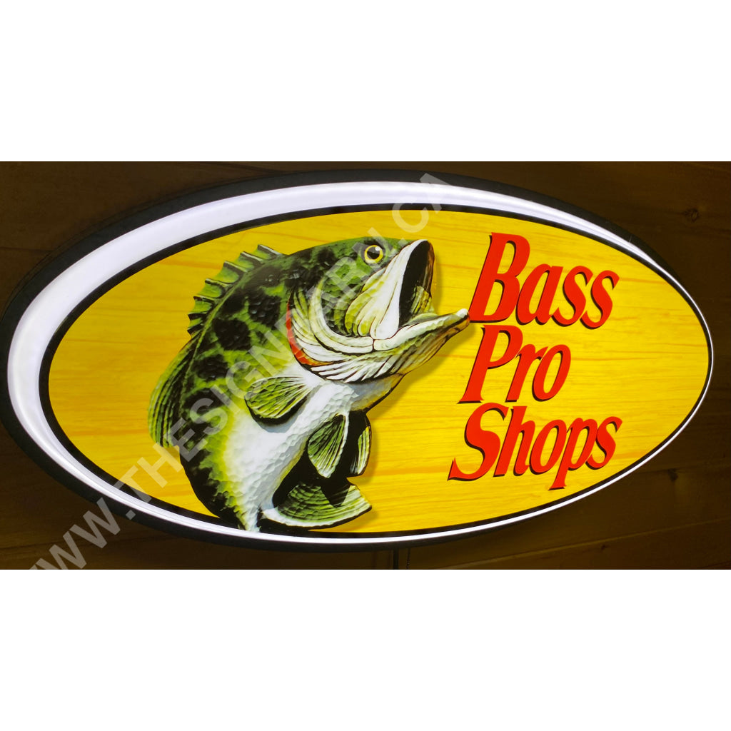 Bass Power Sign Bass Pro Shops 32” Backlit LED Oval Sign Design #V7199 – The Sign Barn