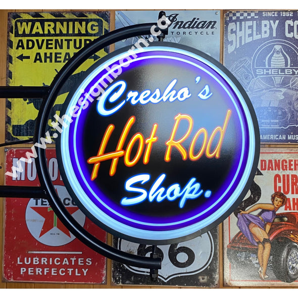 Cresho’s Hot Rod Shop Custom Designed 24’’ Pivoting Sign