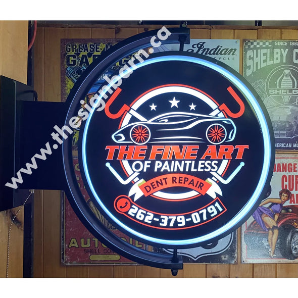 Paintless Dent Repair Custom Designed Pivoting Led Lighted Sign