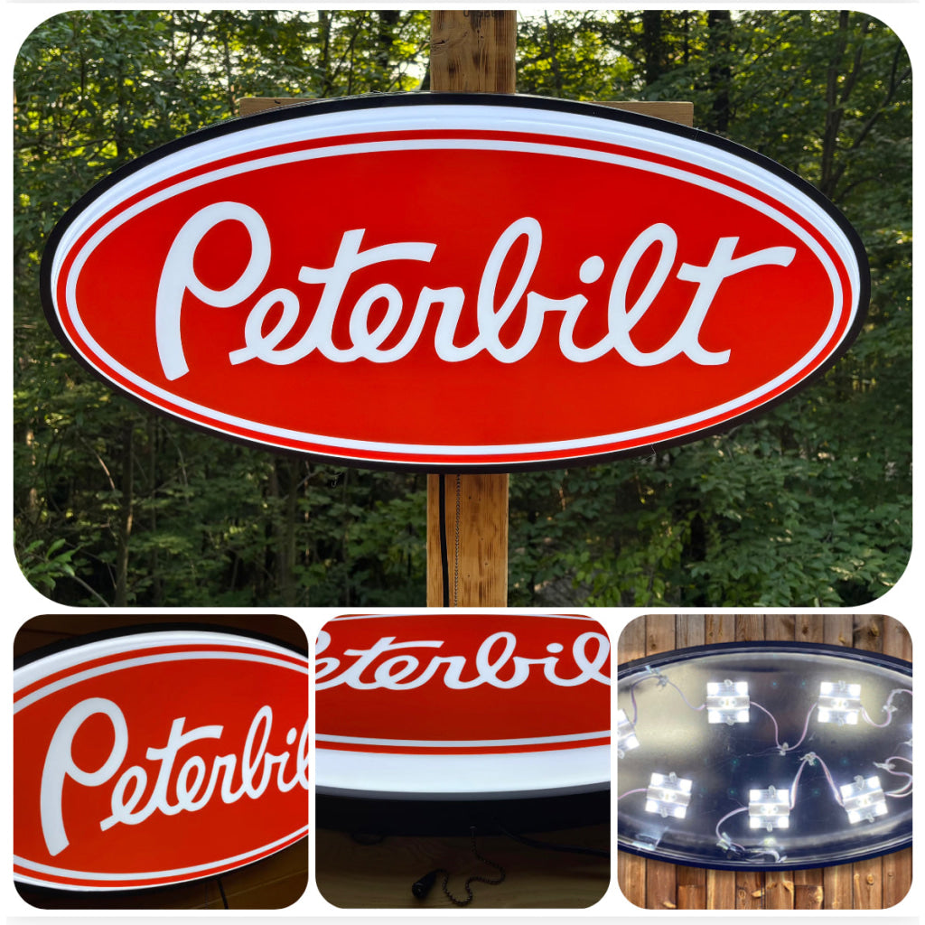 Foxiden Peterbilt Neon Sign – 7 X 15.7 Inch Red & White LED Truck Sign, Dimmable USB Powered Wall Mount Decor For Garage, Man Cave, Bar, Or Bedroom