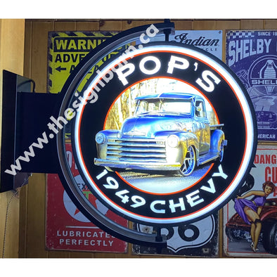 Pop’s 49’ Chevy Custom Designed 24” Pivoting Sign With Switch